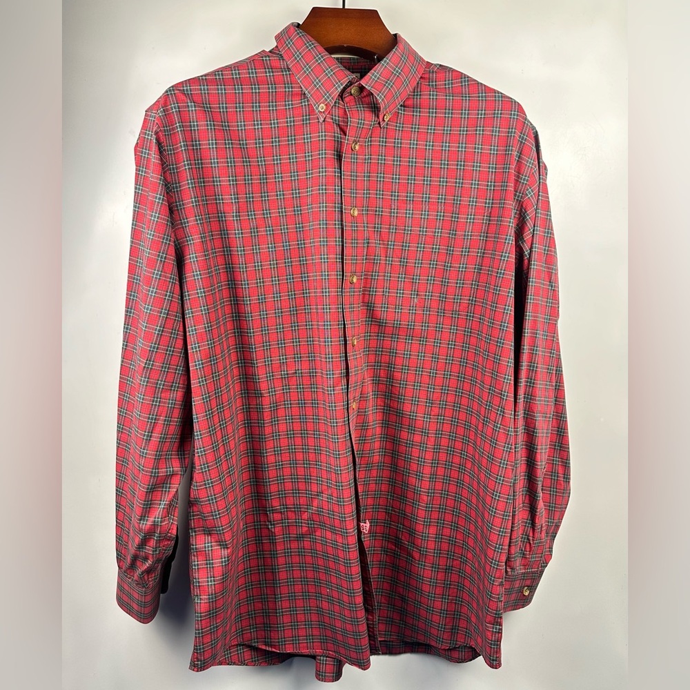 L L Bean Traditional Wrinkle Resistant Men XLarge Tall Button Down Plaid Shirt